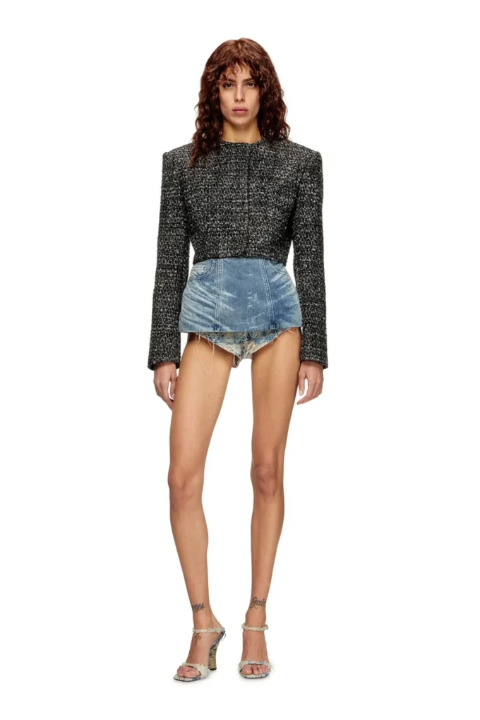 de-nora-fsh Jupe-ceinture en denim coton-chanvre laserisé