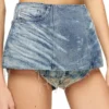 de-nora-fsh Jupe-ceinture en denim coton-chanvre laserisé