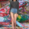 de-nora-fsh Jupe-ceinture en denim coton-chanvre laserisé