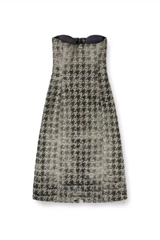 de-olivia-fsh Robe midi en denim à motif pied-de-poule