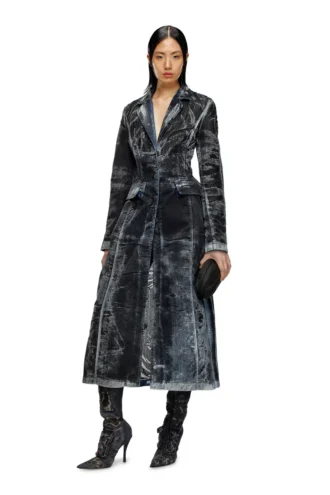 de-pia-fse Manteau en denim dévoré à fines rayures