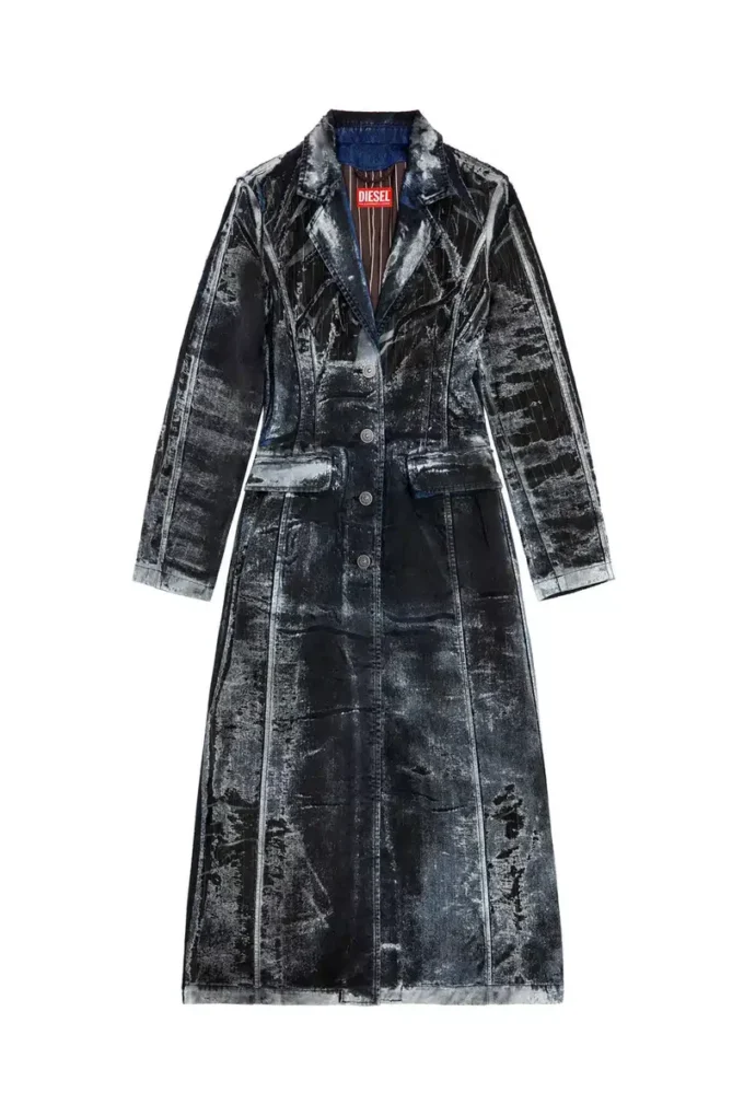 de-pia-fse Manteau en denim dévoré à fines rayures