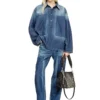 de-priss Haut Henley en denim effet contrasté