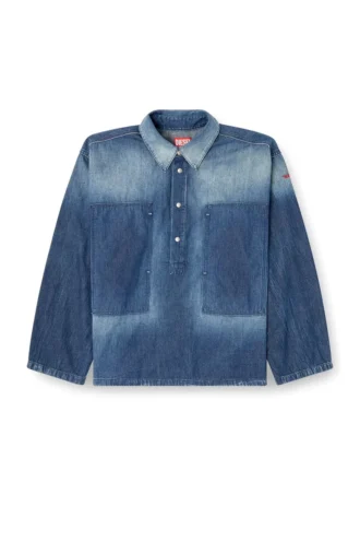 de-priss Haut Henley en denim effet contrasté