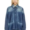 de-priss Haut Henley en denim effet contrasté