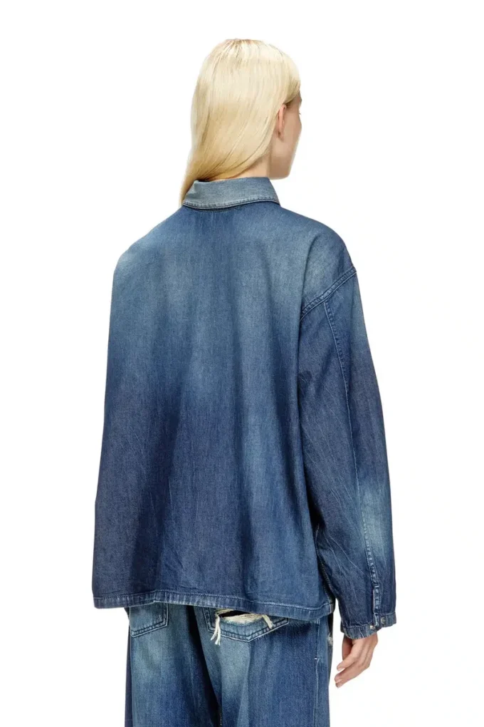 de-priss Haut Henley en denim effet contrasté