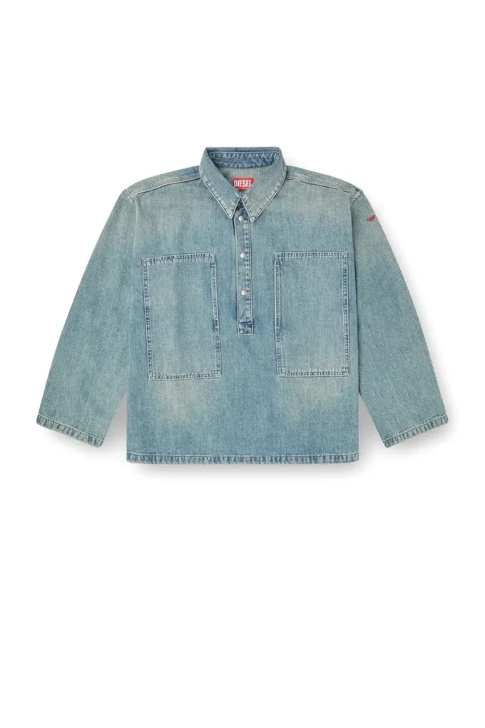 de-priss Haut Henley en denim style utilitaire