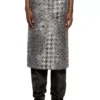 de- rathian-fsh Jupe midi en denim jacquard Prince de Galles