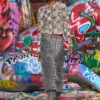 de- rathian-fsh Jupe midi en denim jacquard Prince de Galles