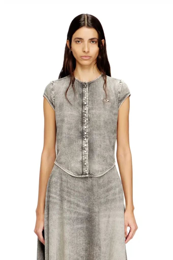 de-roset-s Chemise en denim à manches courtes et rayures athlétiques