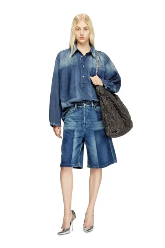 de-sire-short Short en denim à effet contrasté