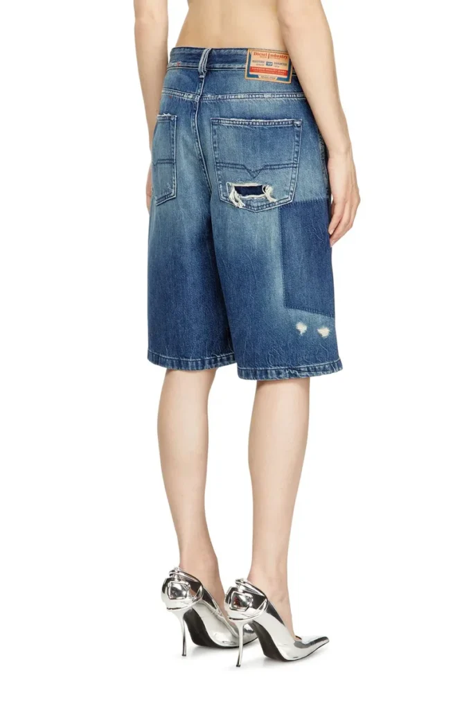 de-sire-short Short en denim à effet contrasté