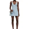 de-sweeney-s1 Robe courte en denim pied-de-poule avec cristaux