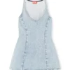 de-sweeney-s1 Robe courte en denim pied-de-poule avec cristaux