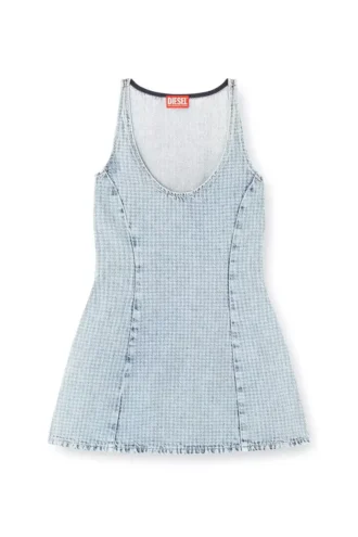 de-sweeney-s1 Robe courte en denim pied-de-poule avec cristaux