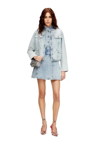 de-sweny-s Mini-jupe en denim graphique avec cristaux