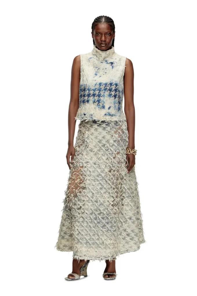 de-tapi-fsh2 Top sans manches en denim à motif pied-de-poule