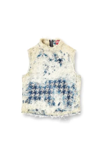 de-tapi-fsh2 Top sans manches en denim à motif pied-de-poule