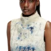 de-tapi-fsh2 Top sans manches en denim à motif pied-de-poule