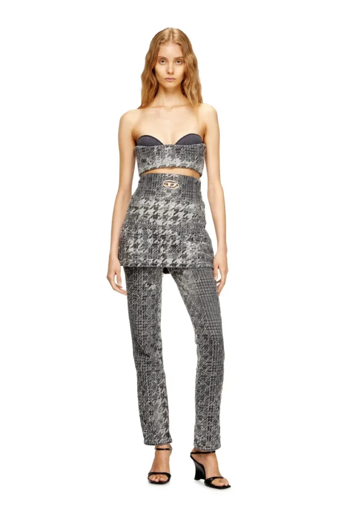 de-toppys-fsh Brâlet en denim jacquard Prince de Galles
