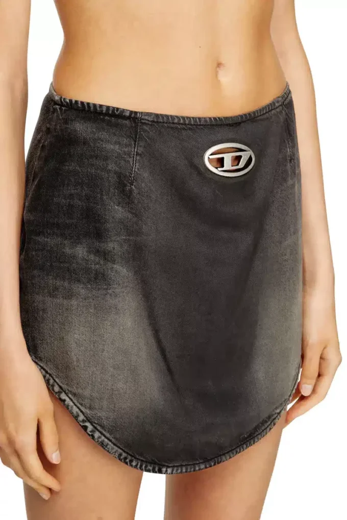 de-vany-s Mini-jupe en denim avec logo Oval D