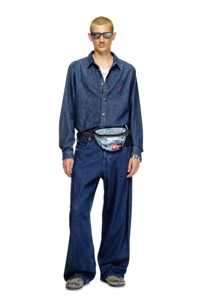 Diesel springer Sac banane en denim trompe-l&rsquo;œil