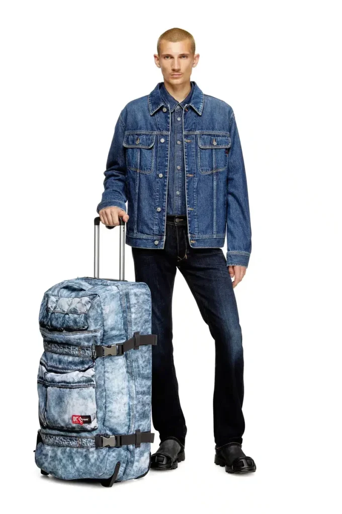 Diesel transit&rsquo;r l Valise à roulettes en denim trompe-l&rsquo;œil