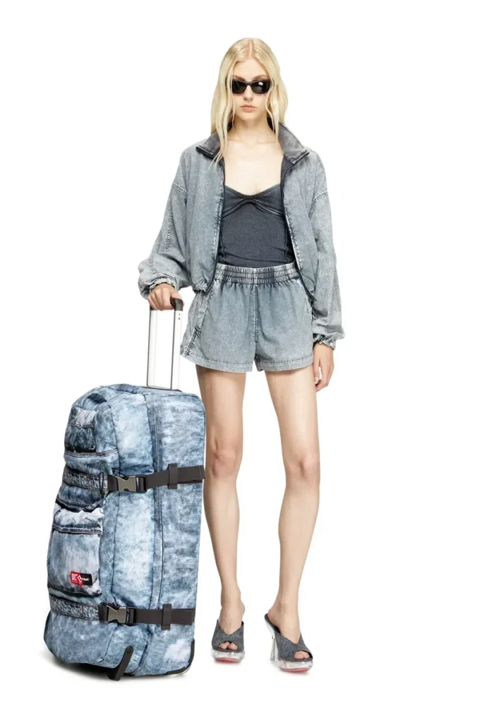 Diesel transit&rsquo;r l Valise à roulettes en denim trompe-l&rsquo;œil