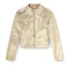 dile_luna jacket Veste moto en denim métallisé vieilli