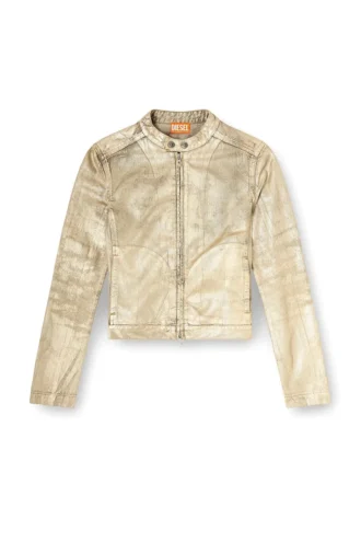 dile_luna jacket Veste moto en denim métallisé vieilli