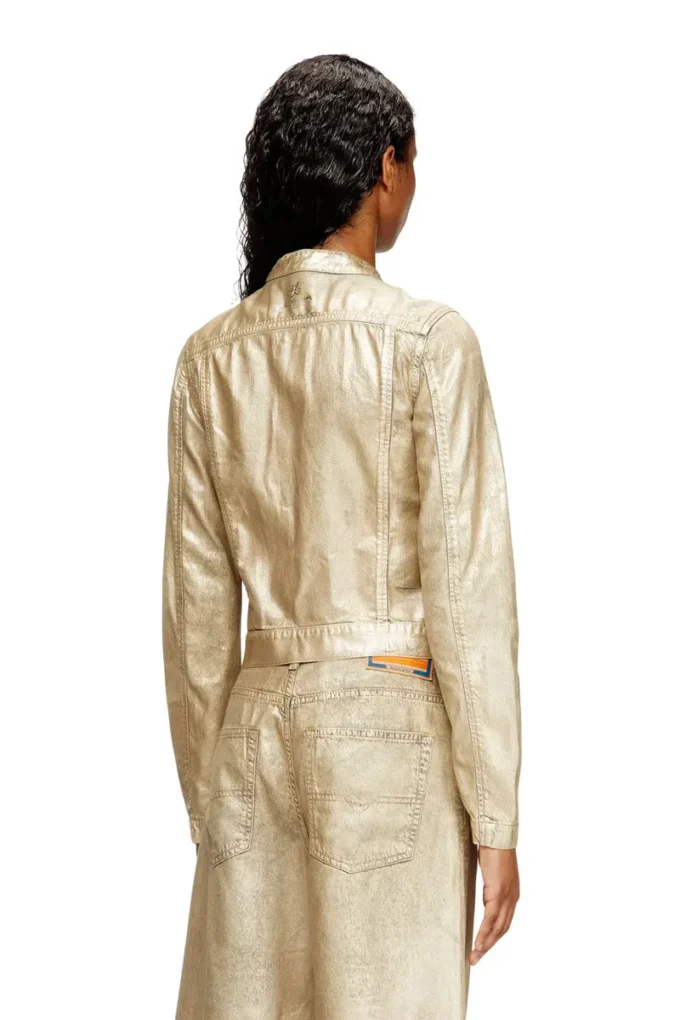 dile_luna jacket Veste moto en denim métallisé vieilli