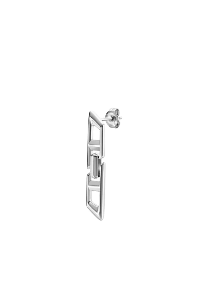 dl1348040 Bijou en argent sterling Boucle d&rsquo;oreille pendante en argent sterling avec logo D