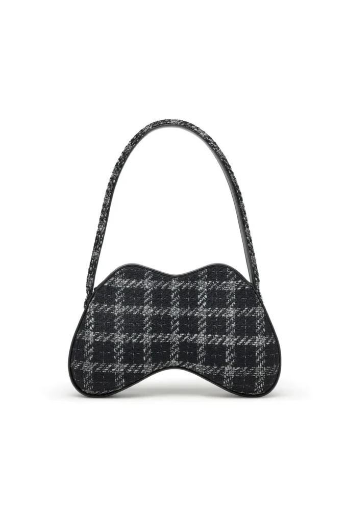 double-d shoulder Sac à bandoulière Double-D avec motif pied-de-poule