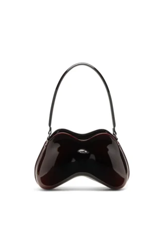 double-d shoulder Sac à bandoulière rigide Double-D en PU brillant dégradé