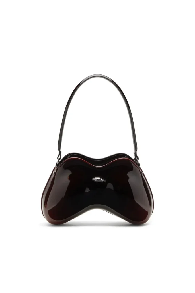 double-d shoulder Sac à bandoulière rigide Double-D en PU brillant dégradé