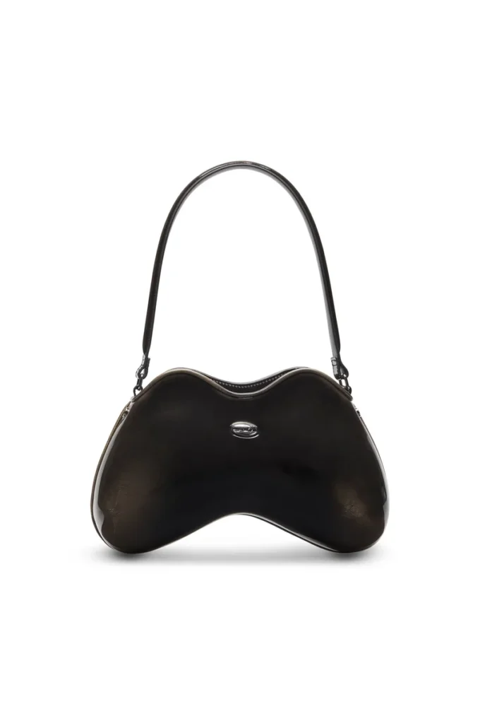 double-d shoulder Sac à bandoulière rigide Double-D en PU brillant dégradé