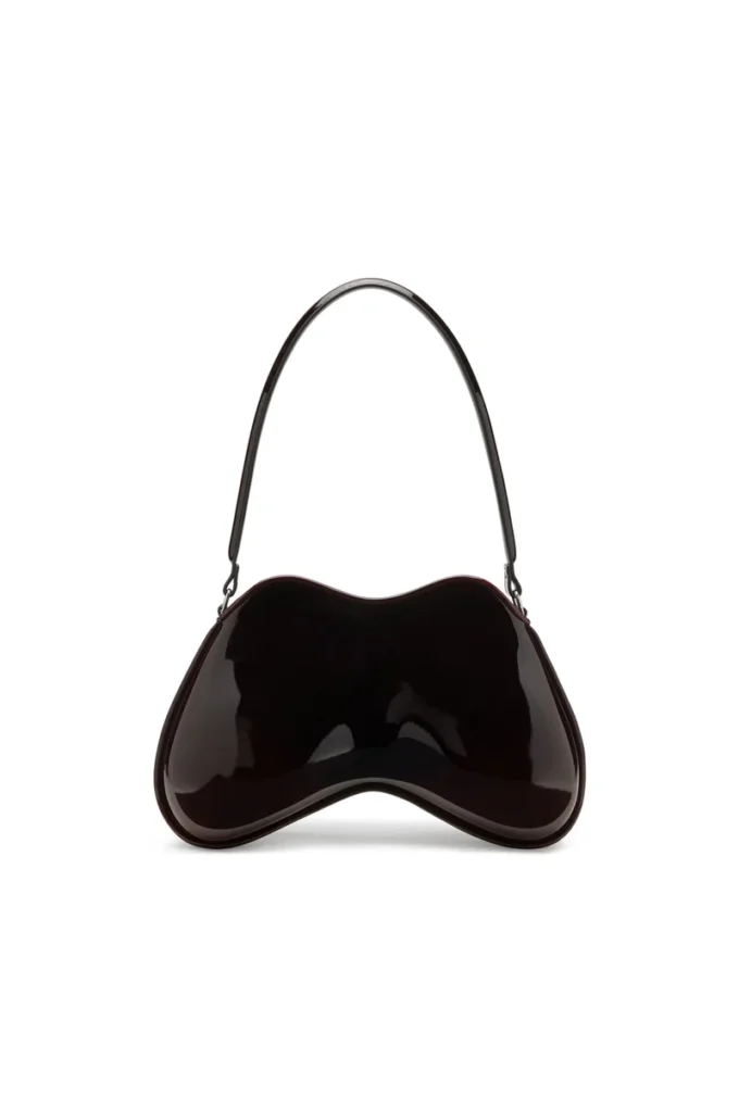 double-d shoulder Sac à bandoulière rigide Double-D en PU brillant dégradé