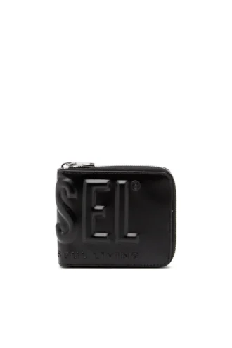 dsl 3d- bi fold coin zip xs Portefeuille en cuir avec fermeture éclair et logo en relief