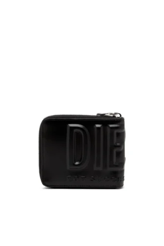dsl 3d- bi fold coin zip xs Portefeuille en cuir avec fermeture éclair et logo en relief