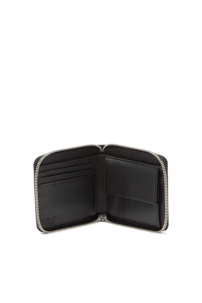 dsl 3d- bi fold coin zip xs Portefeuille en cuir avec fermeture éclair et logo en relief