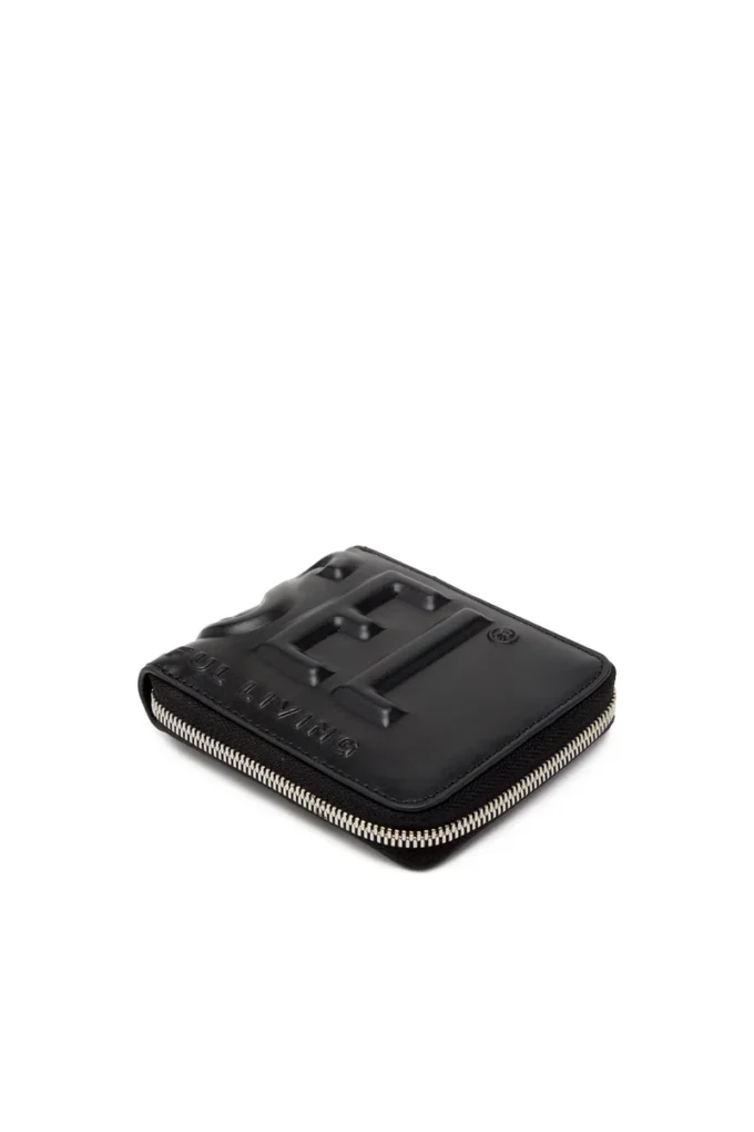 dsl 3d- bi fold coin zip xs Portefeuille en cuir avec fermeture éclair et logo en relief