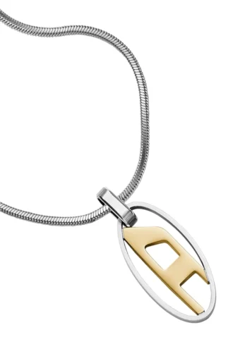 dx1421 Collier pendentif en acier inoxydable bicolore