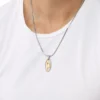 dx1421 Collier pendentif en acier inoxydable bicolore