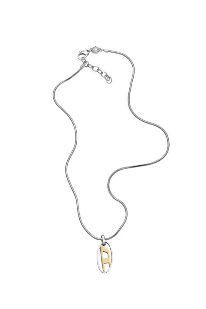dx1421 Collier pendentif en acier inoxydable bicolore