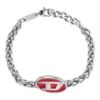 dx1445 Bracelet à chaîne en acier inoxydable et émail rouge