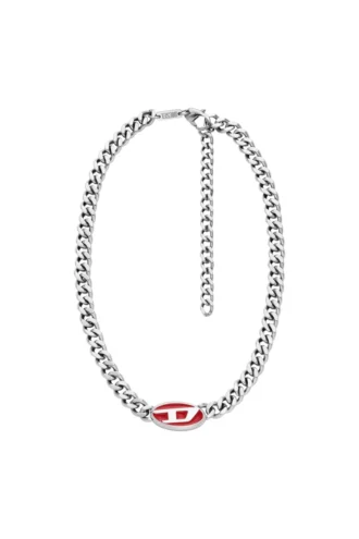 dx1446 Collier à chaîne en émail rouge
