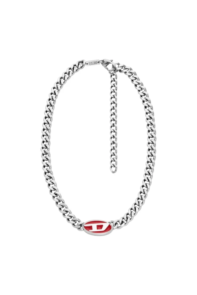 dx1446 Collier à chaîne en émail rouge