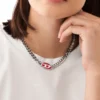 dx1446 Collier à chaîne en émail rouge