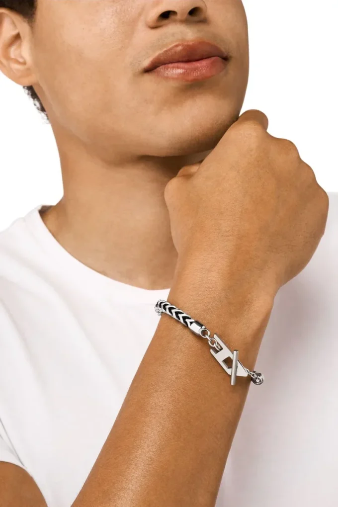 dx1540040 Bracelet à chaîne tissée en acier inoxydable