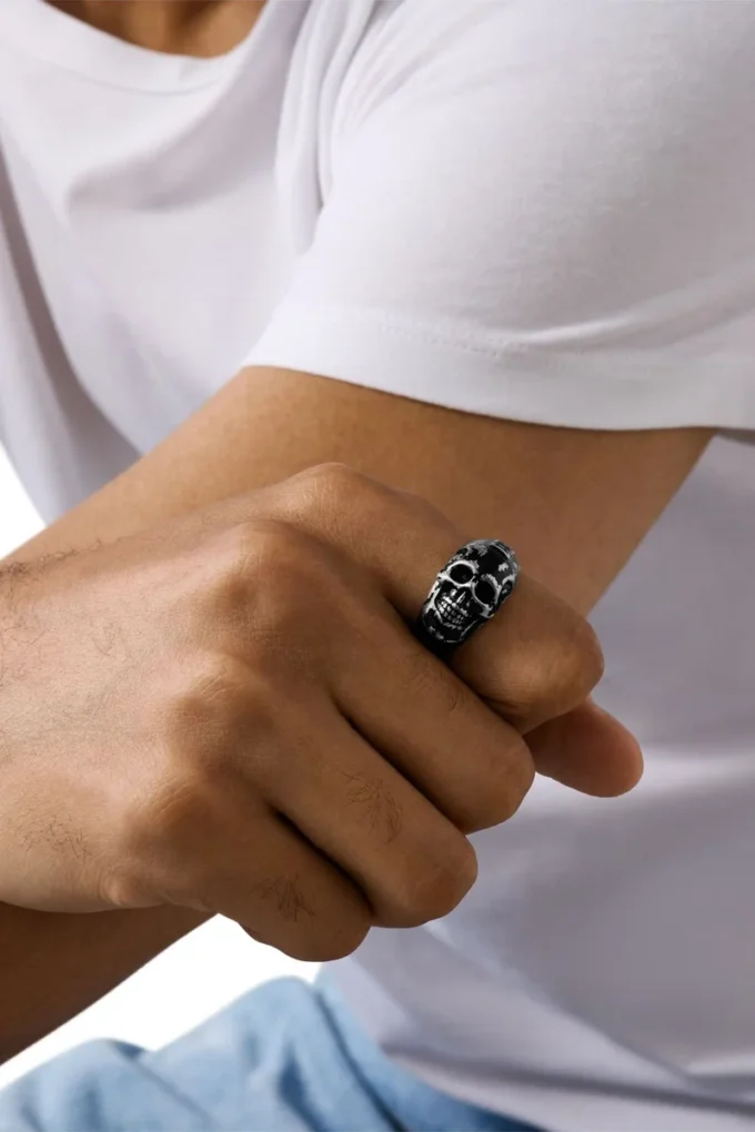 dx1579040 bijou Bague tête de mort en acier inoxydable